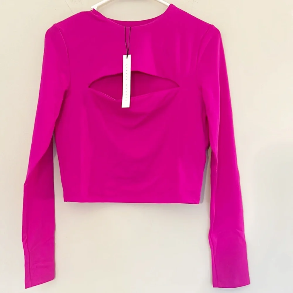 NWT Susana Monaco x Revolve Fuscia Cut Out Long Sleeved top blouse women size M